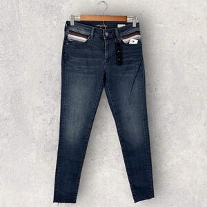 Mavi Adriana Jeans Mid Rise Super Skinny Dark Wash Glitter Pocket Size 27 NWT